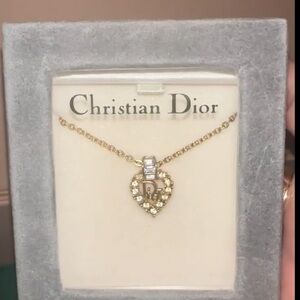 Vintage DIOR heart necklace gold tone Christian Dior necklace pendant necklace